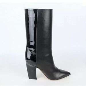 Valentino Garavani Leather And Patent Runway Angular Heel Boots Black Size 9.5